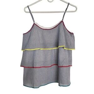 Andree By Unit Brandi Woven Tiered Rick Rack Trim Striped Tank Top